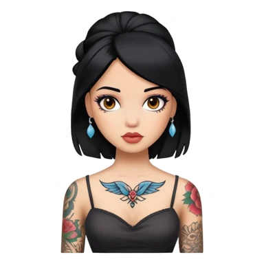 body tattoos, beautiful, woman, doll, black hair sticker