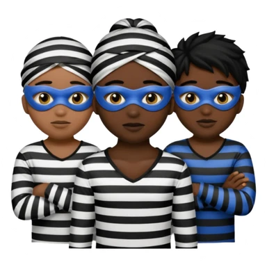 3 theif robbers emoji,Stripped shirt,eye mask, black head. sticker