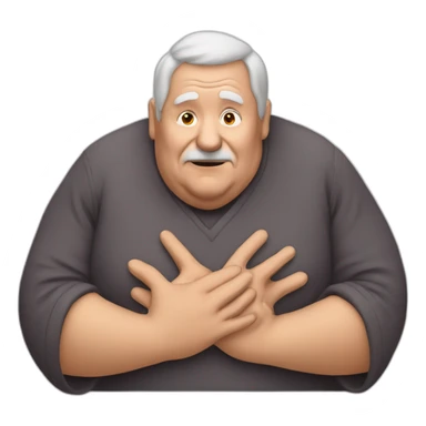 Old man bold fat doing heart with hands sticker