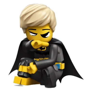 lego batman hugging his knees crying in a corner sticker