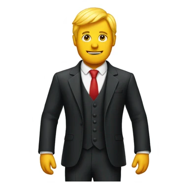 Orange guy with yellow hair wearing tuxedo with red tie sticker