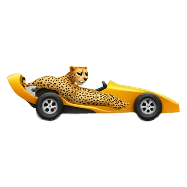 A cheetah in a race car driving down the road sticker