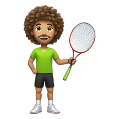 homme avec chauveux bruns jouant du badminton sticker