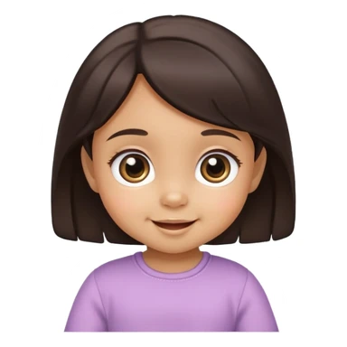 smiling baby girl with big eyes, medium skin tone, and dark hair sticker