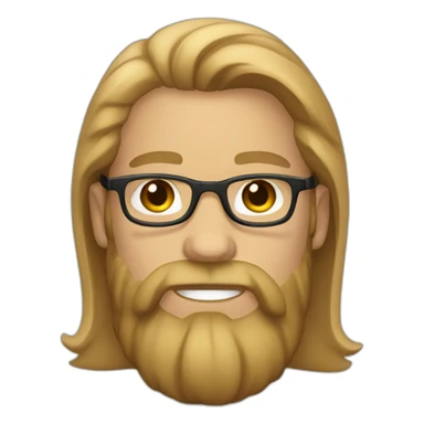 Scandinavian man with long brown blonde hair medium beard and glasses sticker