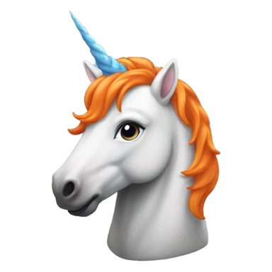 a unicorn with an orange and blue mane sticker