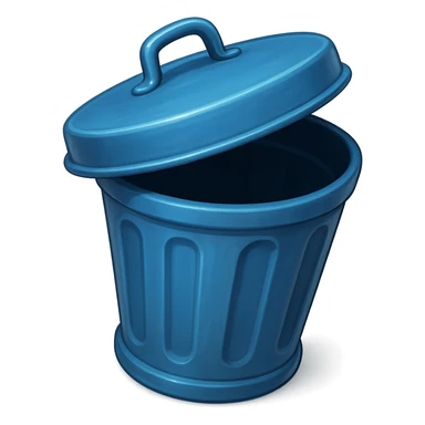 Draw a Pixar-style trash can. The view should be at an angle, as in the reference. Do not use the face, eye, and mouth. sticker