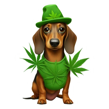dachshund in marijuana costume sticker