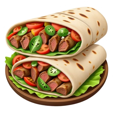 cinematic-realistic-gyros-dish-emoji,-showcasing-succulent,-spiced-meat-wrapped-in-pita-with-fresh-vegetables-rendered-with-lifelike-detail-and-dynamic,-appetizing-lighting. sticker