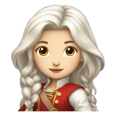 rpg-girl-with-long straight white-hair and red skirt like chibi sticker