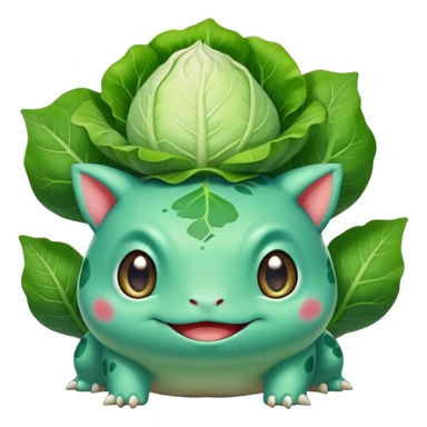 Bulbasaur with a green closed unopened cabbage-like-sprout-bulb on back  sticker
