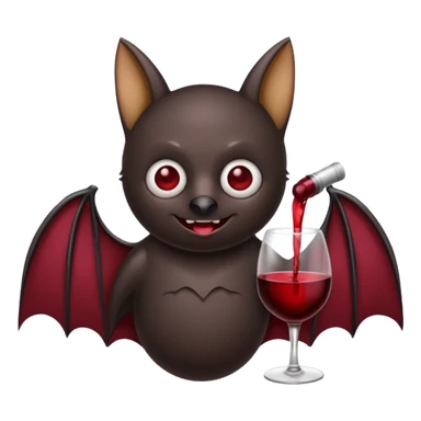 black bat drinking wine sticker