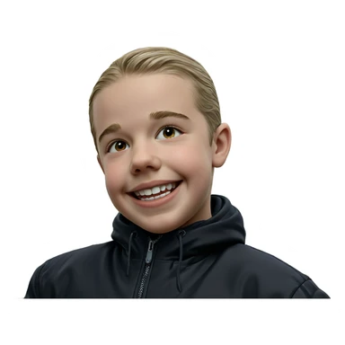 smiling boy in black jacket sticker