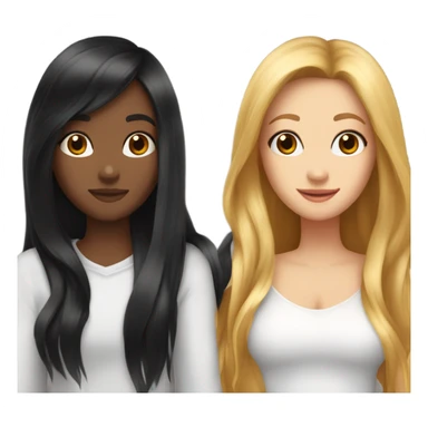 One pretty long black hair girl with her red hair girl blonde hair girl and brunette hair girl friend group sticker