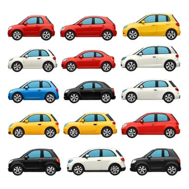 All car brand logos, Apple emoji style, transparent background  sticker