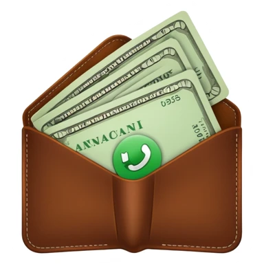 portefeuille marron avec quelques billets et carte bancaire sticker