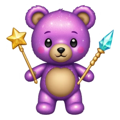Fairy glitter teddy with wand  sticker