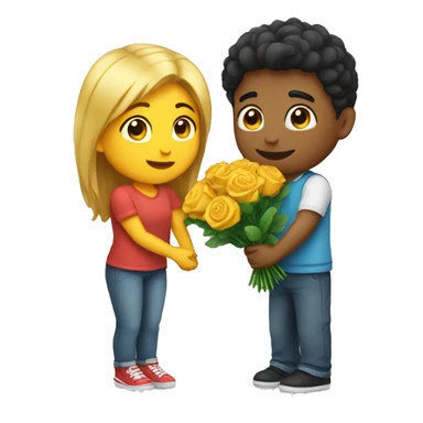Boy giving bouquet to his crush knees down sticker