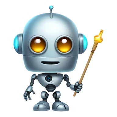 cute robot holds a magic wand sticker