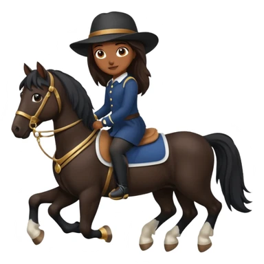 Brown girl on black shire horse  sticker