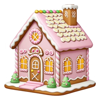 light pink and gold and white gingerbread house sticker