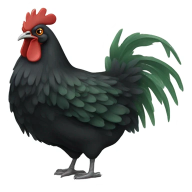 One black chicken with green mold sticker