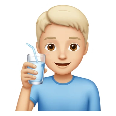 person drinking a glass of water, cheerful and healthy, simple and expressive sticker