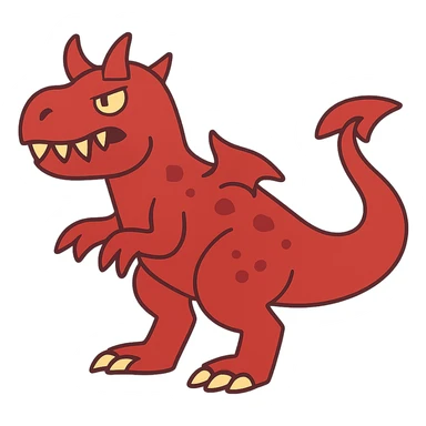 flat toon style devil dinosaur sticker