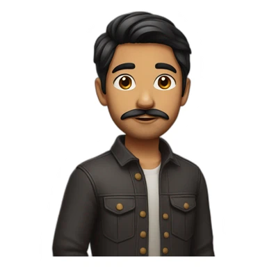 Lean boy with height and small beard and moustache Indian boy black hairs sticker