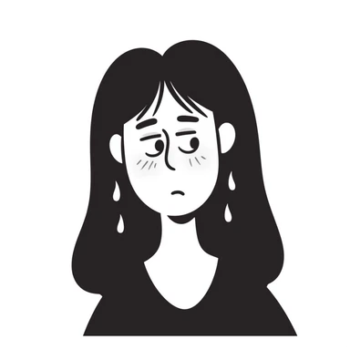 woman with dissatisfied expression and wet hair sticker
