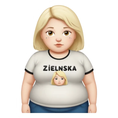 fat girl with letters „zielinska” on her shirt sticker