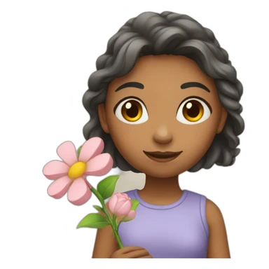Girl holding a flower sticker