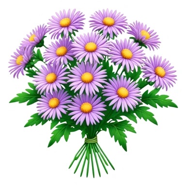 big bouquet Aster flower, stem, leaf sticker