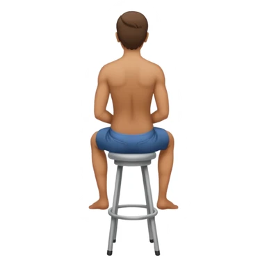 a person sitting on stool with full back head turn

 sticker
