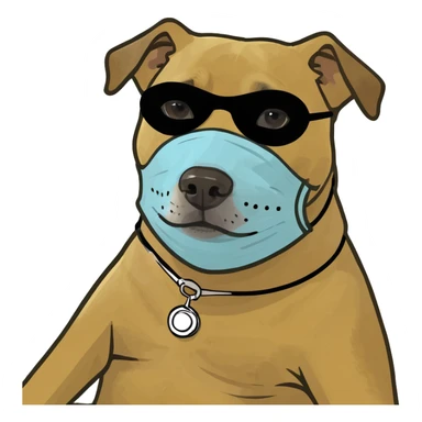 Dog wearing relaxing mask sticker