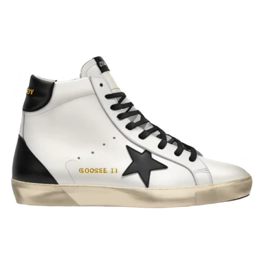 A golden goose shoe sneaker white with black heel sticker
