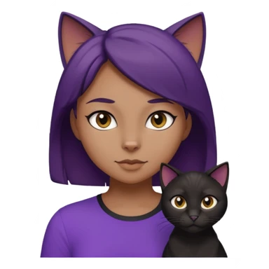 Cartoon female Anthro phobic black cat with brown short hair with purple shirt sticker