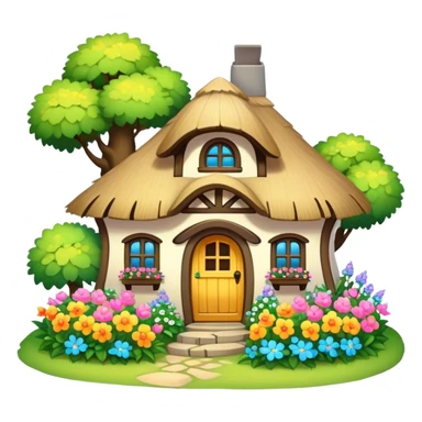 Cozy Fantasy cottage with flowers sticker