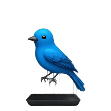 Blue bird in a black cage with white inscription X sticker