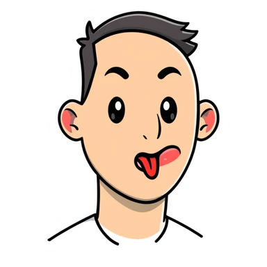 man with tongue out looking sideways sticker