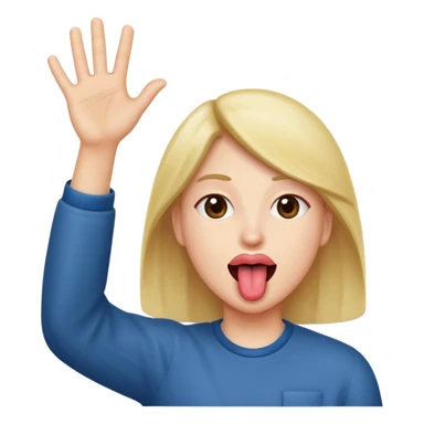 Tounge out with hand look like it’s about to dive in sticker