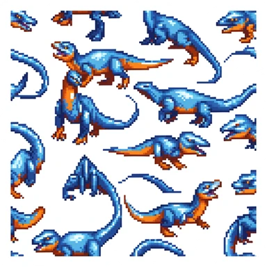 Blue velociraptor in hunting pose, vibrant blue scales sticker
