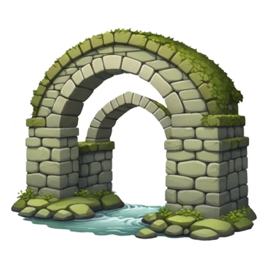 a simple rustic stone bridge without water, used to cross a river. sticker