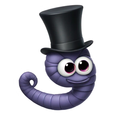 Worm wearing a top hat sticker