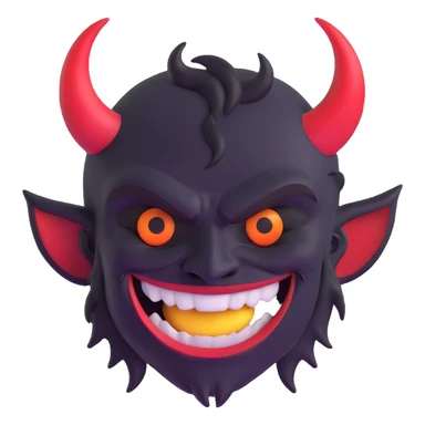 smiling red demon face sticker