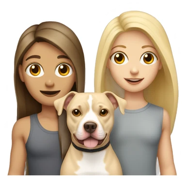 Blonde girl & brunette boy with beige pitbull sticker
