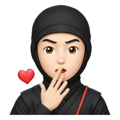 Emoji de ninja tirando besos sticker