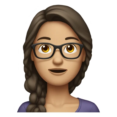 Brunette woman, long hair, and glasses that’s very nauseous and feeling sick sticker
