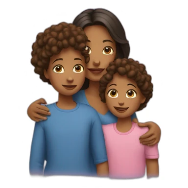 a  mother with her 2 children sticker