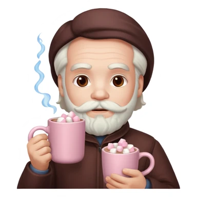 Marx hold  Light Pink mug of hot chocolate with marshmallows in  sticker
